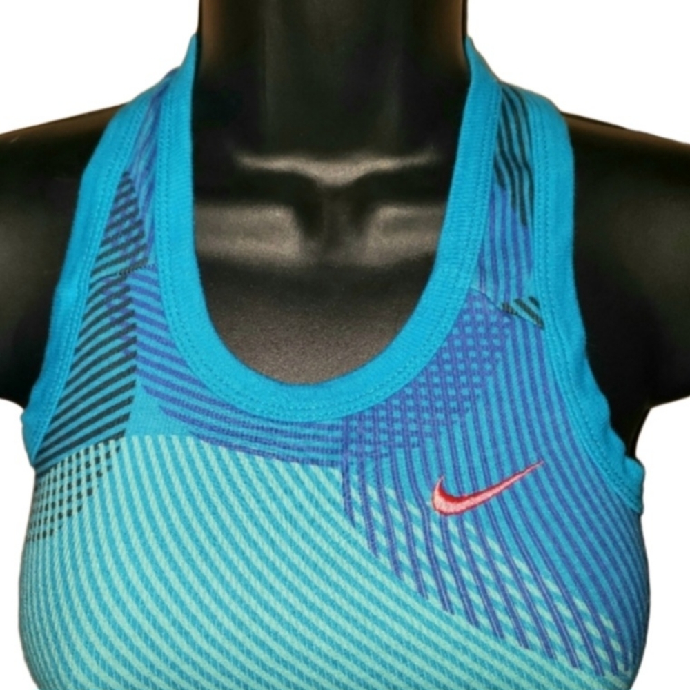NIKE DRI-FIT Racerback Tank Top Turquise Blue Swirl Abstract Junior Size Small - Picture 5 of 12